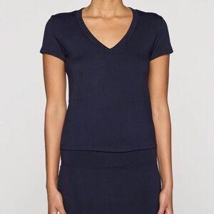 Navy Bleusalt V-Neck Top
